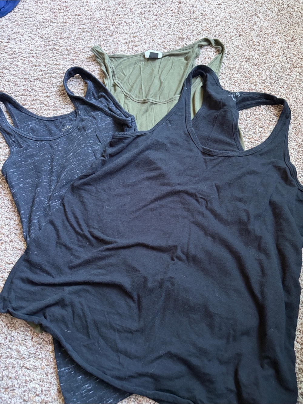 Merona Black & Olive Racerback Tank Tops Duo